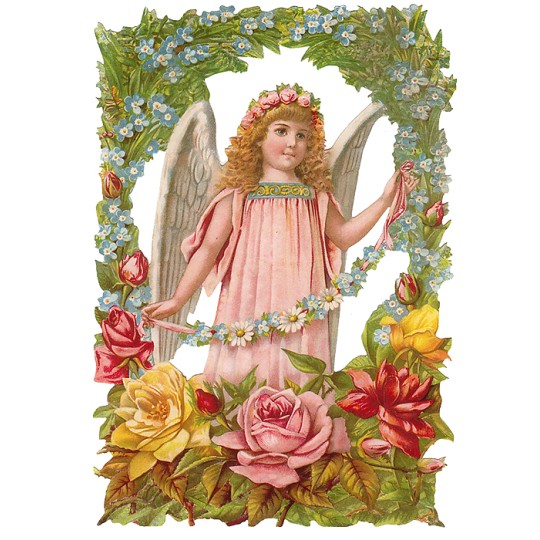 Large Angel with Flowers Scrap ~ Germany